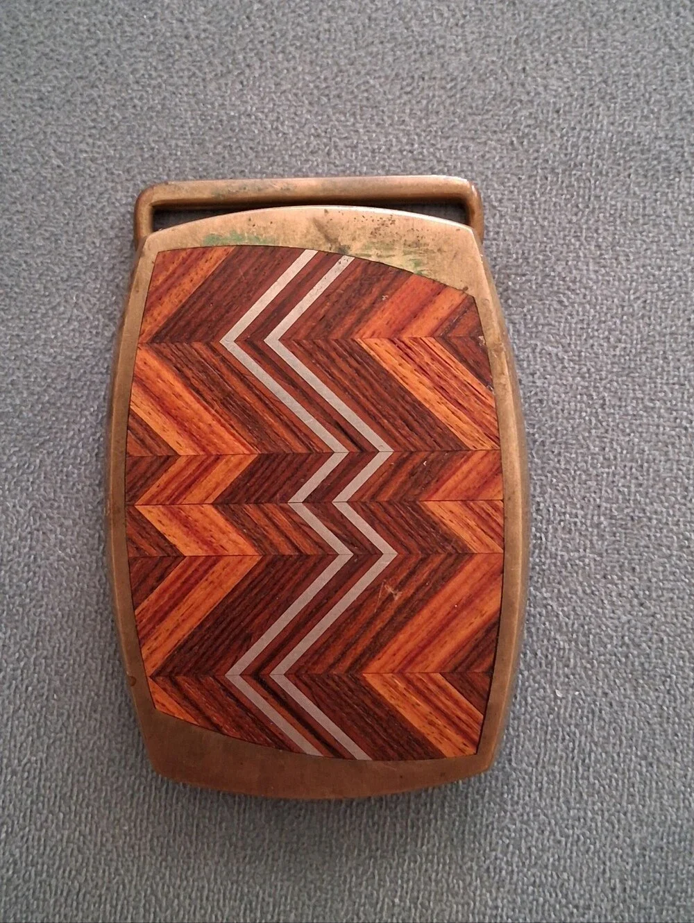 Wood Inlay Brass Buckle